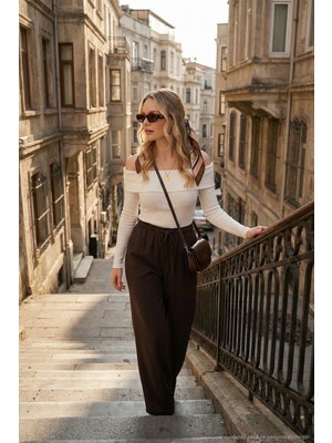 Lela Relaxed Fit Yüksek Bel Bol Paça Bağlamalı Pantolon Bayan Pantolon 6923874