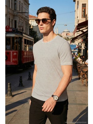 Buratti Pamuklu Regular Fit Çizgili Bisiklet Yaka T Shirt Erkek T Shirt 5904030