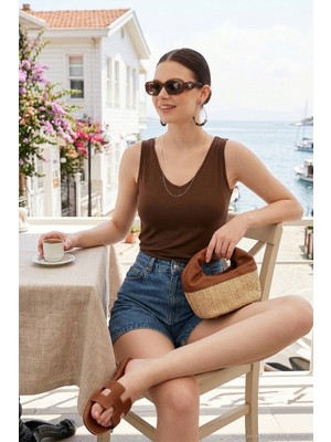 Lela Kalın Askılı V Yaka Bluz Bayan Bluz 5864384