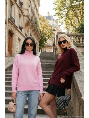 Lela Oversize Fit Balıkçı Yaka Yumuşak Dokulu 2'li Paket Triko Kazak Bayan Kazak 680KZ00469S2