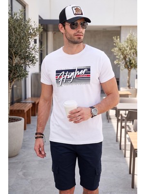 Buratti Pamuklu Slim Fit Bisiklet Yaka Baskılı T Shirt Erkek T Shirt 541HIGHER