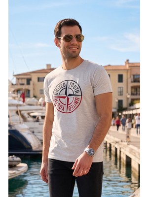 Buratti Baskılı Bisiklet Yaka Pamuklu Slim Fit T Shirt Erkek T Shirt 541PUSULA