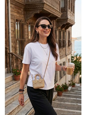 Lela Pamuklu Oversize Fit Bisiklet Yaka T Shirt Bayan T Shirt 5866097