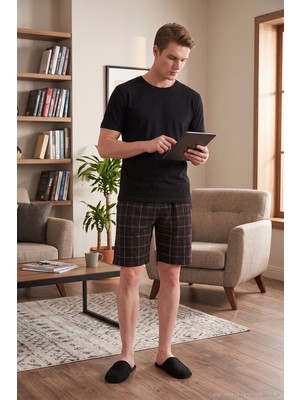 Buratti Pamuklu Regular Fit Bağlamalı Cepli Pijama Şort Erkek Şort 6574004