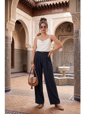 Lela Relaxed Fit Yüksek Bel Geniş Paça Pantolon Bayan Pantolon 668YP5515