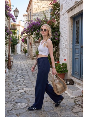 Lela Pamuklu Relaxed Fit Yüksek Bel Geniş Paça Pantolon Bayan Pantolon 668YP5559