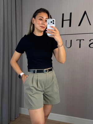 Bahar Basic Beyaz Pamuklu Crop Kadın Tişört