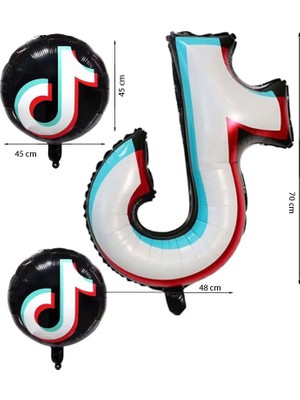 Pandoli Tiktok Sembolü Şeklinde Folyo Balon 3 Lü Set