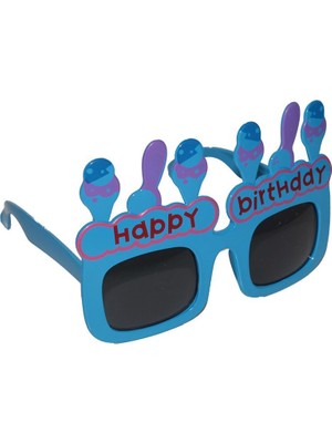 Pandoli Dondurmalı Happy Birthday Tropical Mavi Renk Parti Gözlüğü