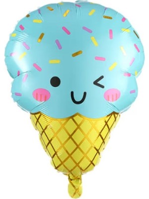 Pandoli Ice Cream Gülümseyen Külahta Dondurma Şeklinde Folyo Balon 65X46 cm 1 Adet Hawa