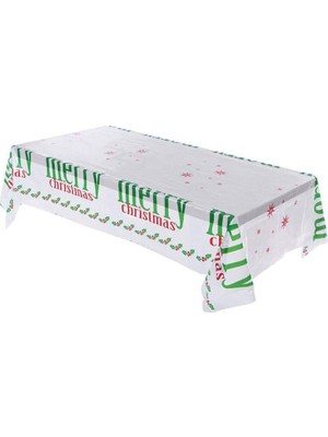 Pandoli Merry Christmas Yazılı Kar Tanesi Temalı Yılbaşı Masa Örtüsü 180 x 120 cm