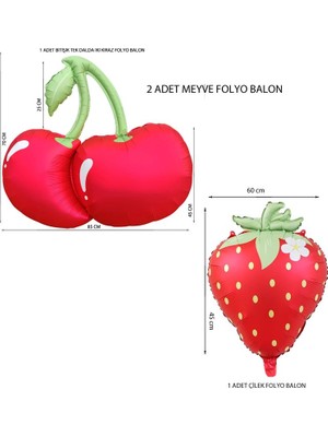 Pandoli Cherry And Strawberry Kiraz ve Çilek Şeklinde Meyve Folyo Balon 2 Adet Hawai