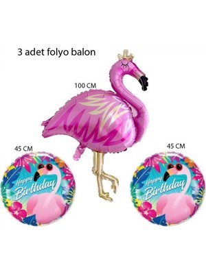 Pandoli Pembe Renk Flamingo Şekilli ve Temalı Folyo Balon 3 Lü Set
