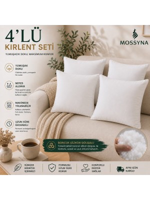 Mossyna 4'lü Ultra Dolgun Kırlent Iç Yastık Boncuk Silikon Farklı Ebat Seçeneği ve Yıkanabilir