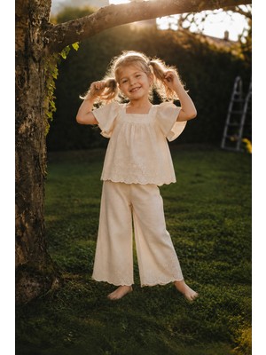 HC Kids Wear Kız Çocuk İkili Keten Takım