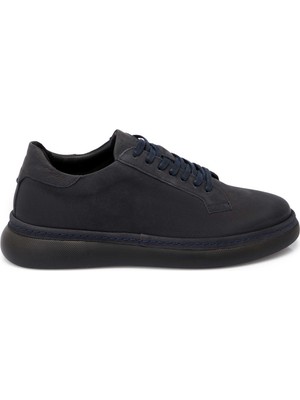 Tergan Lacivert Hakiki Nubuk Deri Erkek Sneaker - E25S1AY57471-C39