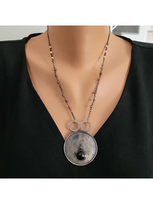 925 Ayar Gümüş Taşlı Sonsuzluk Modeli El işi Zincir Kolye