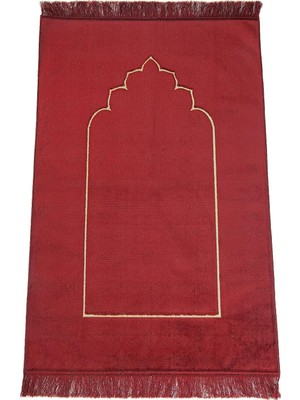 Renas Store Mihrap Desenli Kadife Seccade Bordo