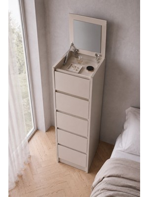 Sarmobi Nolm 5 Çekmeceli Yüksek Şifonyer/Çamaşırlık Y:122 D:40 G:40 Modern Tasarım