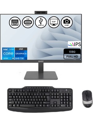 Axer AX24H7 İntel i7 12700 16GB-500GBSSD 23.8" Freedos AIO Masaüstü Bilgisayar