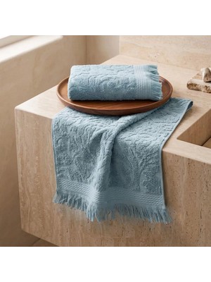 Botti Home %100 Pamuk Jakarlı El ve Yüz Havlusu  50 x 90 cm Çeyizlik Saçaklı Havlu