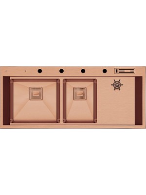 Crauf Lusso 1081 Bakır 120X50 cm Evye + Lusso 4040 Batarya 2 Parça Set