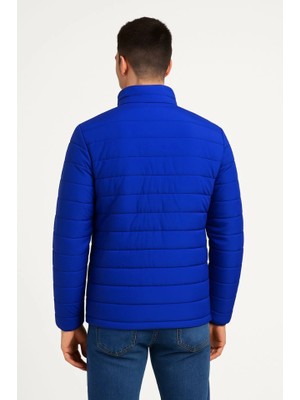 Janes Erkek Bomber Mont Ceket – Su Itici Kumaş, Kapitone Astarlı, Fermuarlı, Kışlık - Saks Mavisi