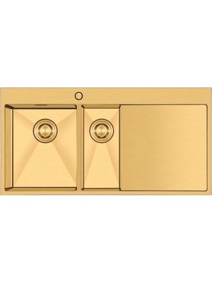 Crauf Via Lattea 6175 Sağ Altın 100X51 cm Evye + Lusso 4030 Batarya 2 Parça Set