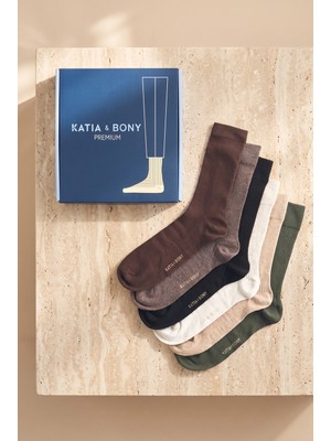 Katia & Bony Erkek 6'lı Paket Kutulu Premium Soket Çorap Kahverengi Mix