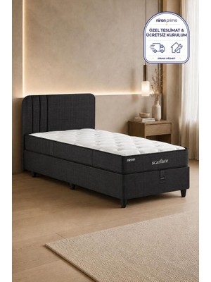 Niron Scarface 100x200 cm Tek Kişilik Yatak Seti - Baza Başlık Full Ortopedik Yatak Takımı