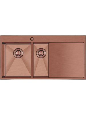 Crauf Via Lattea 6175 Sağ Bakır 100X51 cm Evye + Lusso 4030 Batarya 2 Parça Set