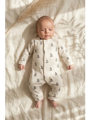 Babydonat Milk Desenli % 100 Pamuk, Ayaksız Erkek Bebek Tulumu 0-3 Ay