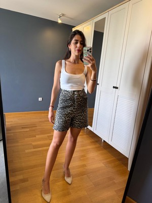 La Pluie Butik Leopar Kot Şort