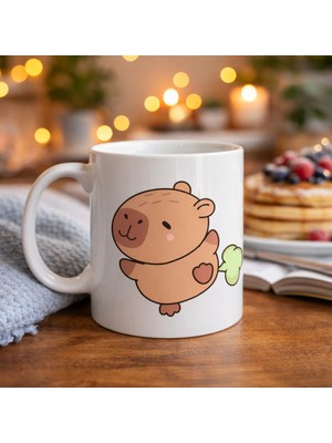 Bezos Sevimli Kapibara Desenli Porselen Kupa Model 96 Capybara – Neşeli Tasarım, Kahve & Çay Kupası, Hediyelik Porselen Bardak