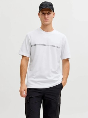 Jack Jones Jcofusıon Chest Brand Tee Ss Crew Noos Erkek Beyaz Tshirt 12289936-01