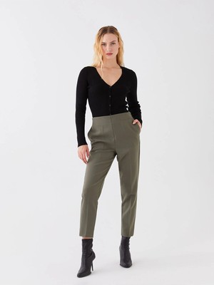 LC Waikiki Lcwaıkıkı Classic Haki Beli Lastikli Standart Fit Kadın Pantolon