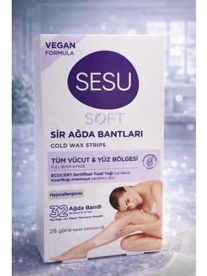 Bezos Sesu Soft Sir Ağda Bantları 32 Adet Vegan Formula Tüm Vücut ve Yüz İçin Soğuk Ağda Bandı Hassas Cilt Dostu