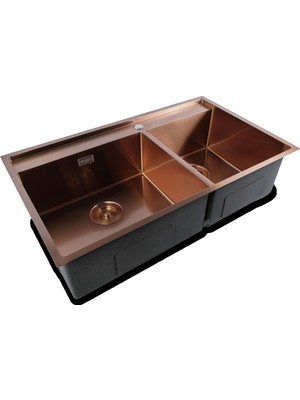 Crauf Poli 6311 Bakır 86X51 cm Evye + Lusso 4030 Batarya 2 Parça Set
