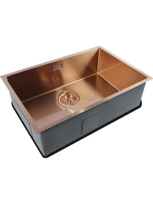 Crauf Stella 4460 Bakır 60X44 cm Evye + Attivo Pure 4065 Batarya + Sabunluk 3 Parça Set