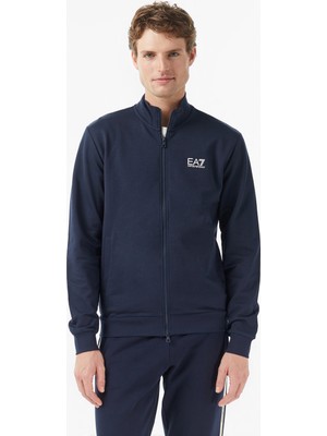 Ea7 Zip Up High Neck Erkek Mavi Sweatshirt