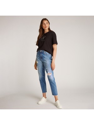 Calvin Klein Mom Kadın Lacivert Jean