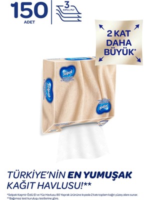 Selpak El & Yüz Havlusu Kutulu Kaşmir Özlü 150 Yaprak Xl