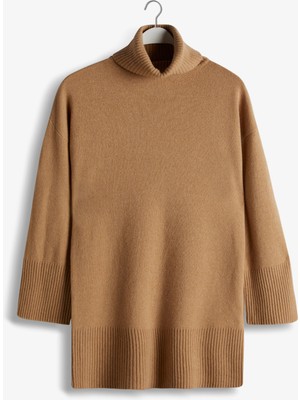 Gant Kadın Kahverengi Relaxed Fit Boğazlı Yaka Yün Karışımlı Elbise