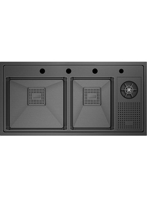 Crauf Lusso 1075 Füme 100X50 cm Evye + Lusso 4040 Batarya + Sabunluk 3 Parça Set