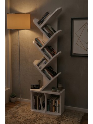 Bezos Yaprak Kitaplık Suntalam Beyaz 45X132