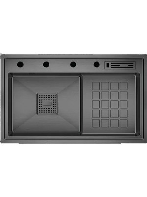 Crauf Lusso 1056 Füme 86X48 cm Evye + Lusso 4040 Batarya + Sabunluk 3 Parça Set