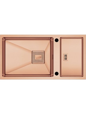 Crauf Lusso 1085 Bakır 82X43 cm Evye + Lusso 4030 Batarya + Sabunluk 3 Parça Set