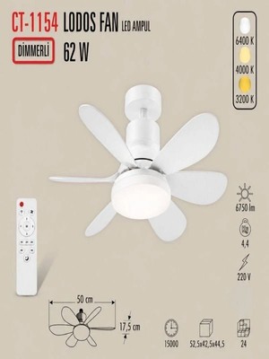 Cata CT-1154 Lodos Fan LED Ampul 62W