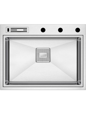 Crauf Lusso 6391 Inox 64X49 cm Evye + Lusso 4040 Batarya + Sabunluk 3 Parça Set