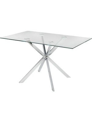 Vivense Zalika Metal Yemek Masası, Gümüş, 130X80